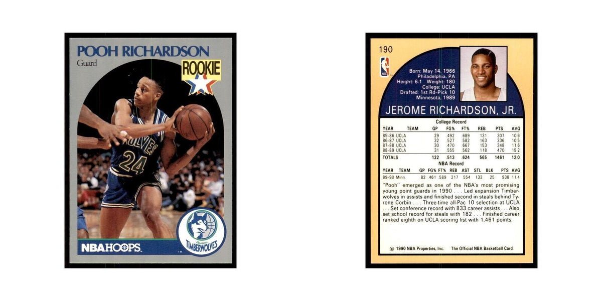 1990 NBA Hoops Pooh Richardson RC Basketball Cards #190