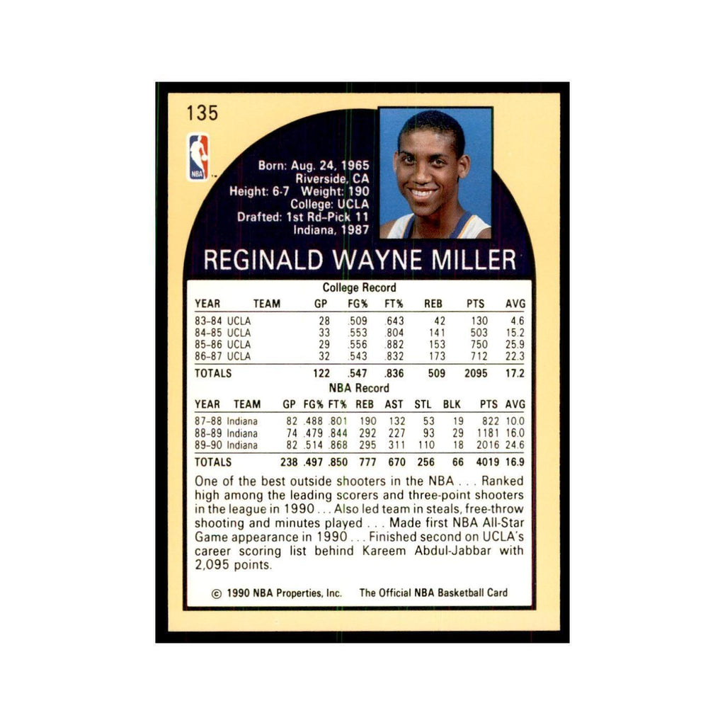 1990 NBA Hoops Reggie Miller Basketball Cards #135