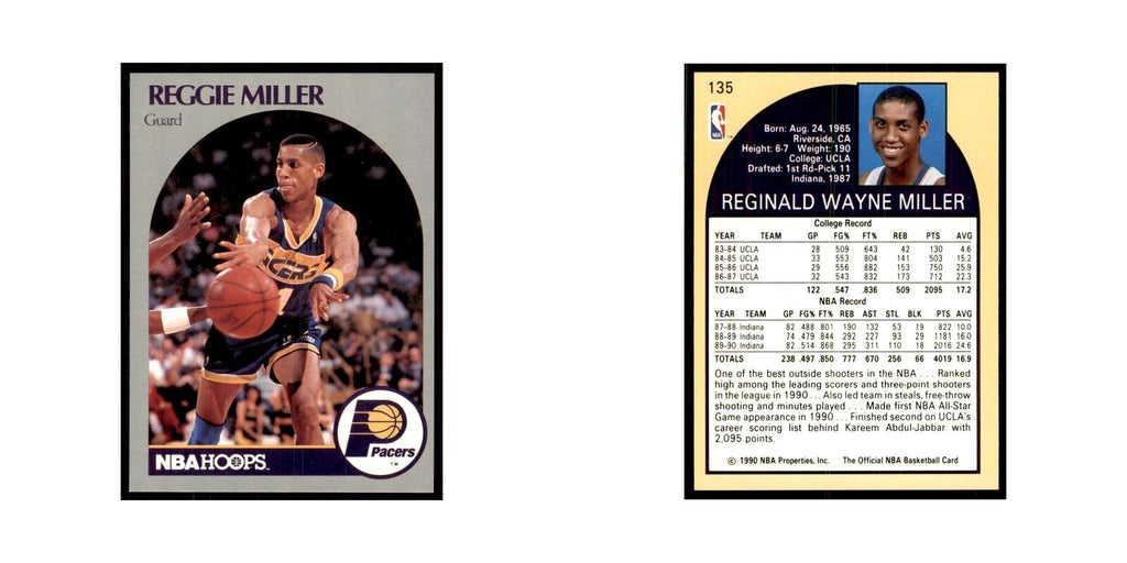 1990 NBA Hoops Reggie Miller Basketball Cards #135
