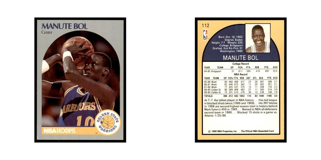 1990 NBA Hoops Manute Bol Basketball Cards #112