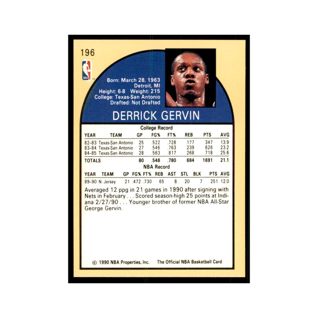 1990 NBA Hoops Derrick Gervin RC Basketball Cards #196