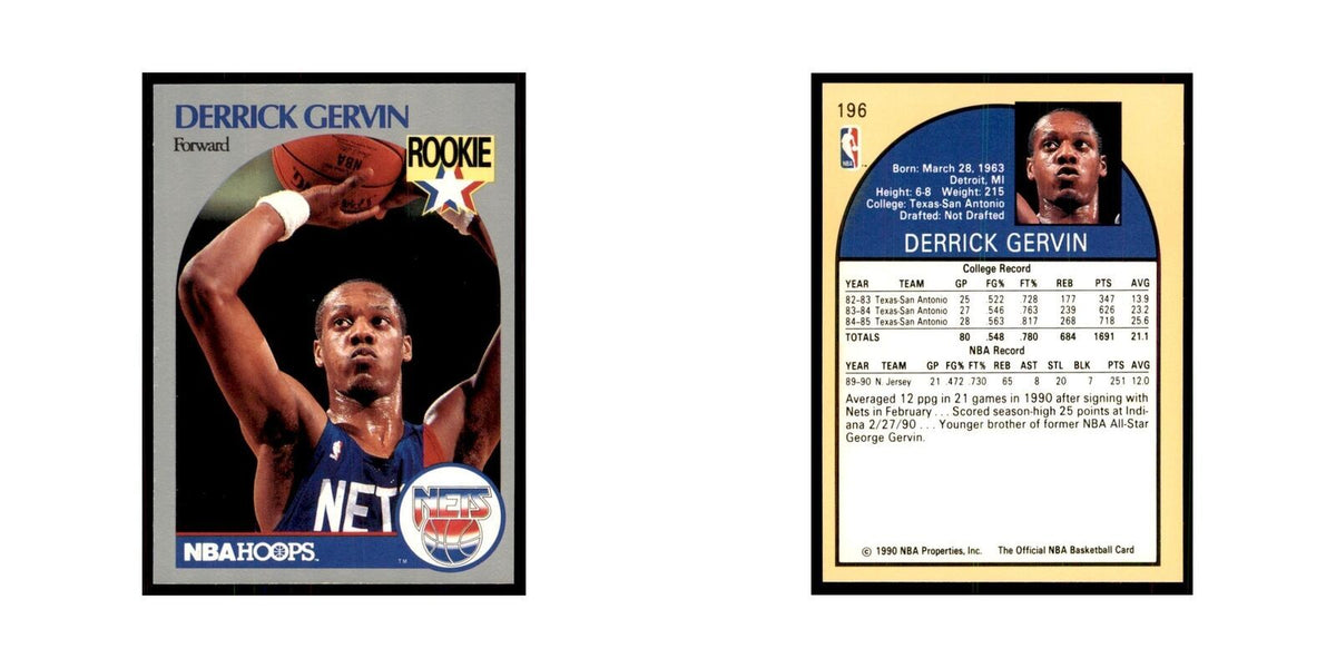 1990 NBA Hoops Derrick Gervin RC Basketball Cards #196