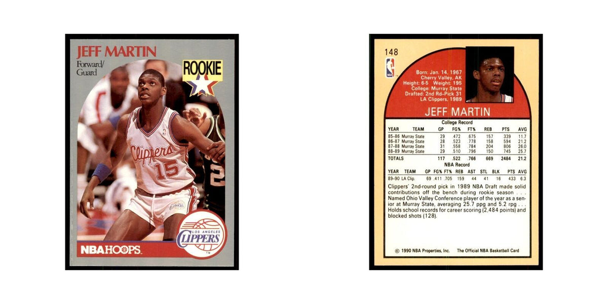 1990 NBA Hoops Jeff Martin Basketball Cards #148