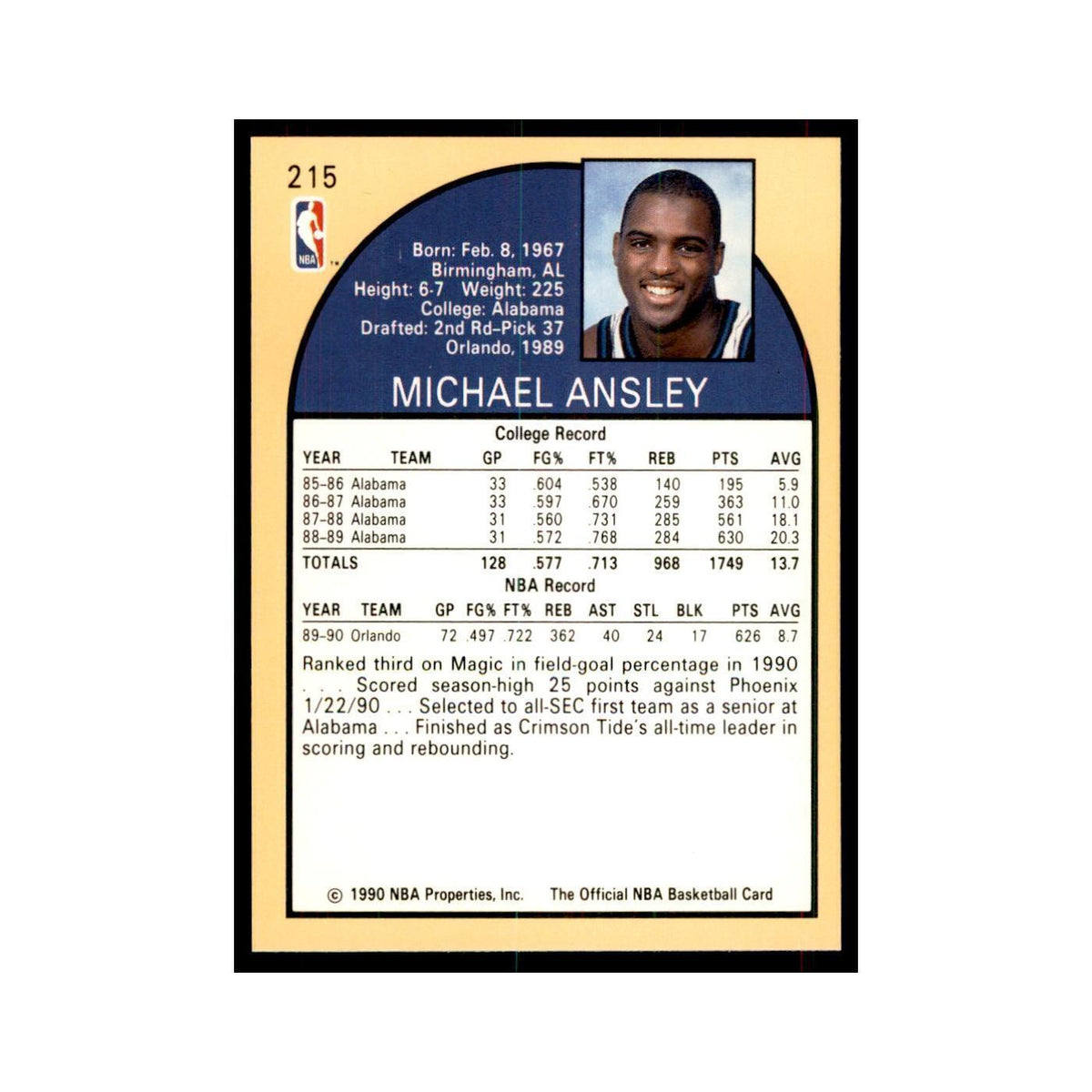 1990 NBA Hoops Michael Ansley RC Basketball Cards #215