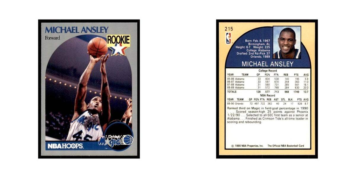 1990 NBA Hoops Michael Ansley RC Basketball Cards #215