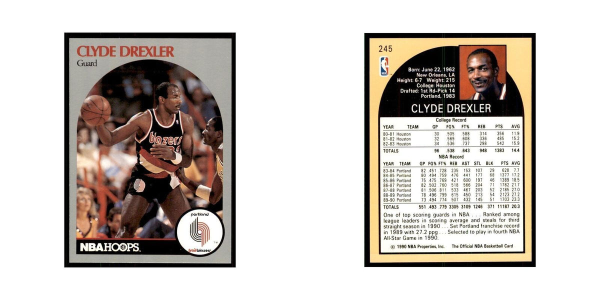 1990 NBA Hoops Clyde Drexler Basketball Cards #245