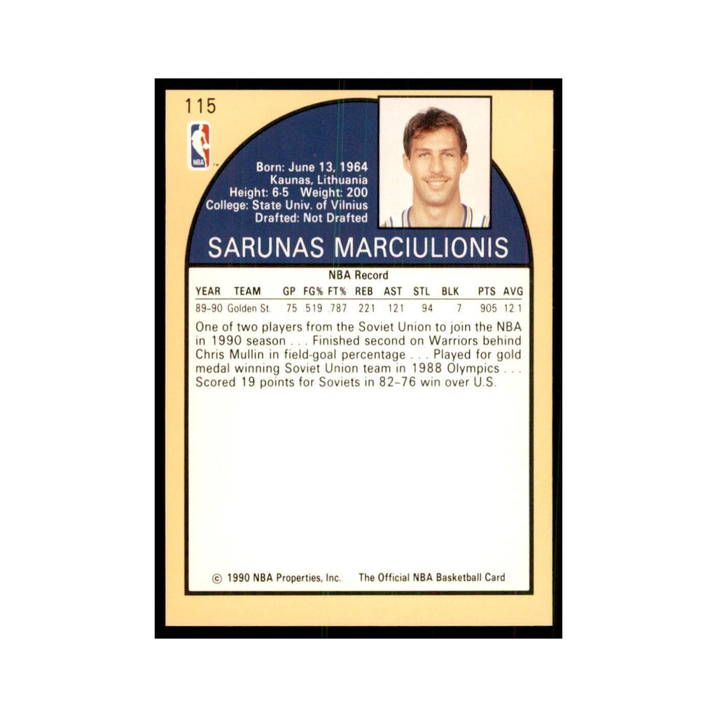 1990 NBA Hoops Sarunas Marciulionis Basketball Cards #115
