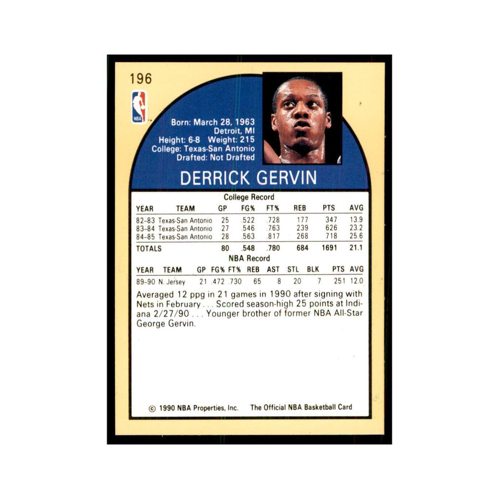 1990 NBA Hoops Derrick Gervin RC Basketball Cards #196