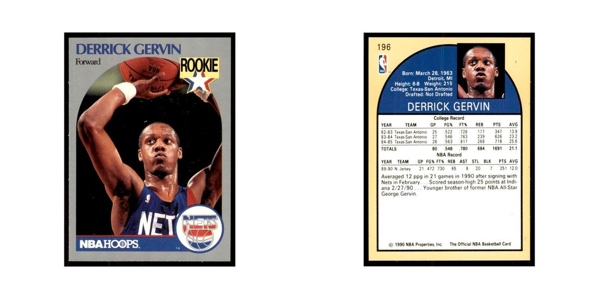 1990 NBA Hoops Derrick Gervin RC Basketball Cards #196