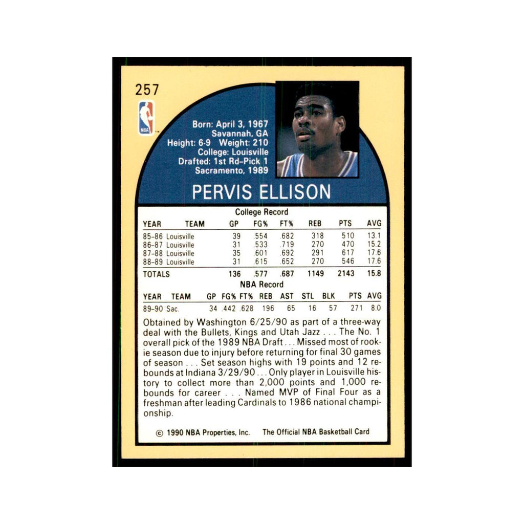1990 NBA Hoops Pervis Ellison RC Basketball Cards #257