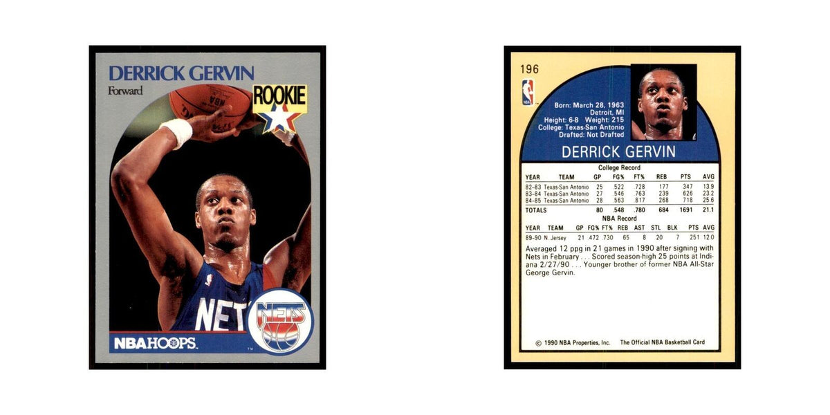 1990 NBA Hoops Derrick Gervin RC Basketball Cards #196