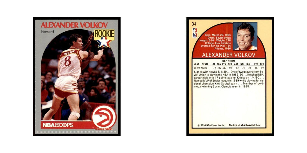 1990 NBA Hoops Alexander Volkov Basketball Cards #34