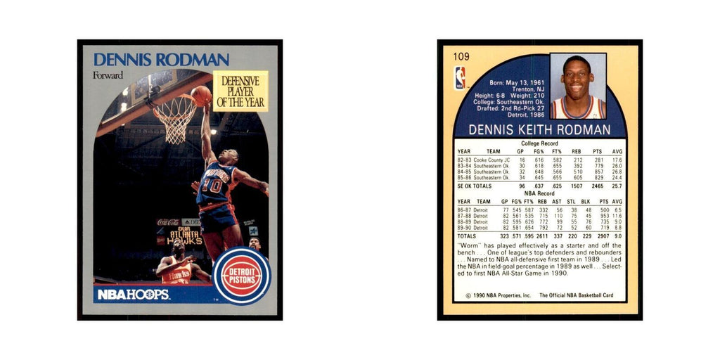 1990 NBA Hoops Dennis Rodman Basketball Cards #109