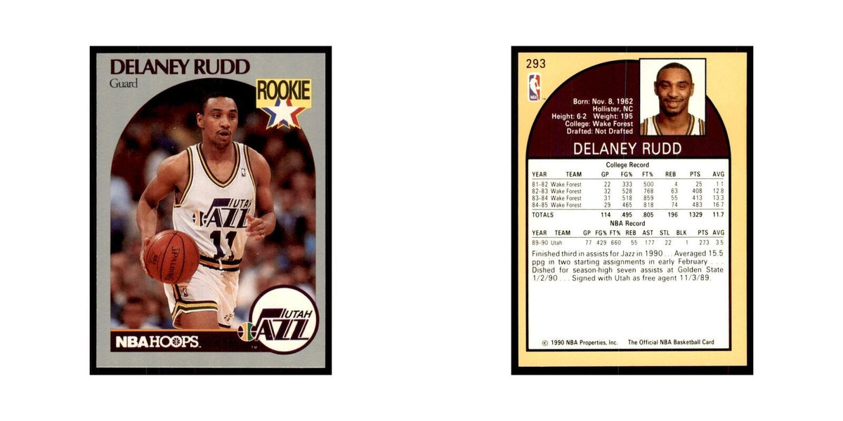 1990 NBA Hoops Delaney Rudd RC Basketball Cards #293