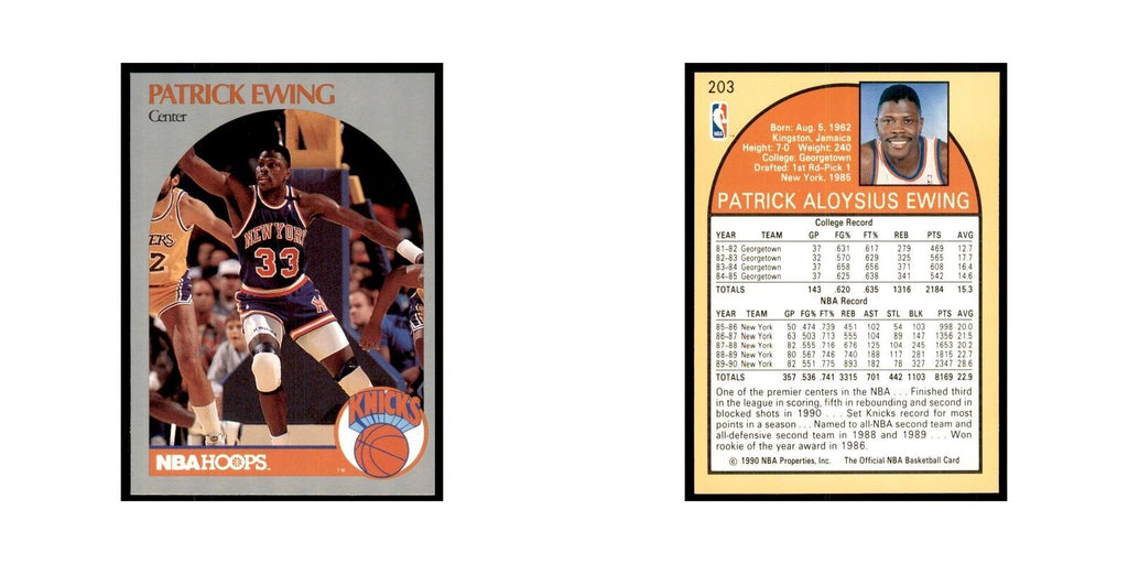 1990 NBA Hoops Patrick Ewing Basketball Cards #203