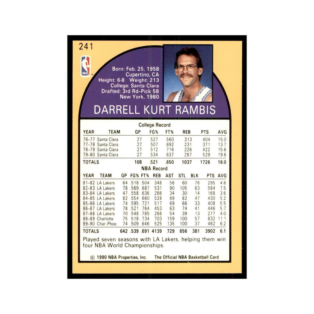 1990 NBA Hoops Kurt Rambis Basketball Cards #241