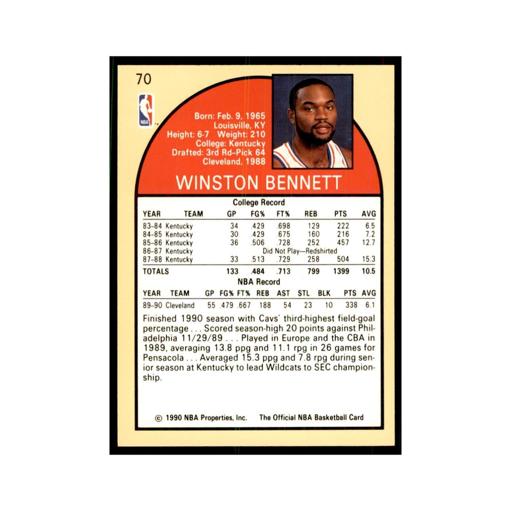 1990 NBA Hoops Winston Bennett Basketball Cards #70