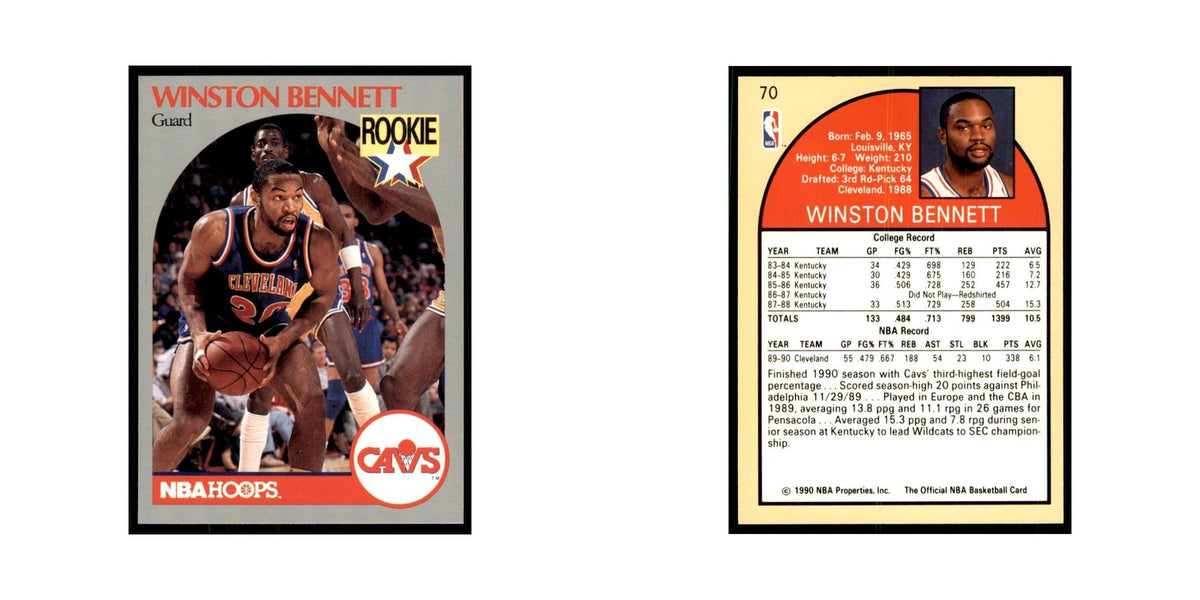1990 NBA Hoops Winston Bennett Basketball Cards #70