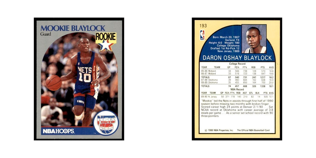 1990 NBA Hoops Mookie Blaylock RC Basketball Cards #193