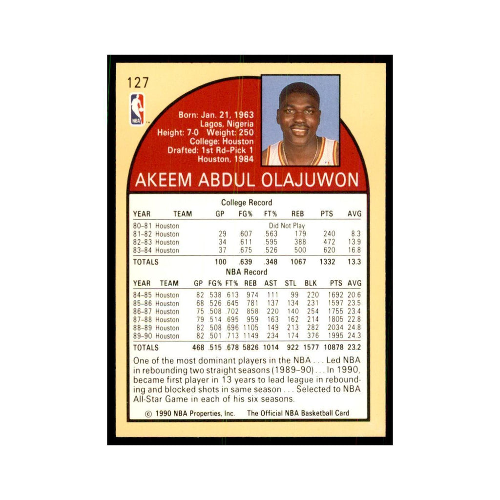 1990 NBA Hoops Akeem Olajuwon Basketball Cards #127