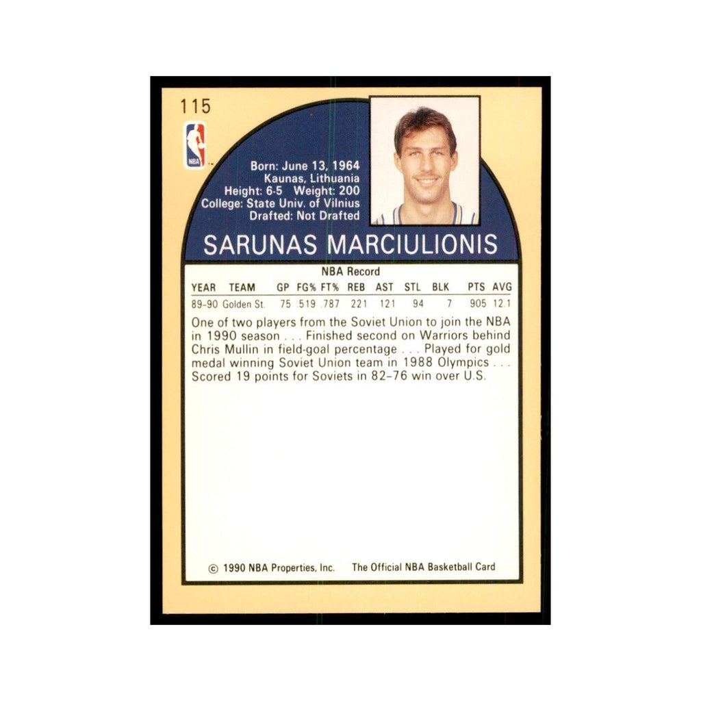 1990 NBA Hoops Sarunas Marciulionis Basketball Cards #115