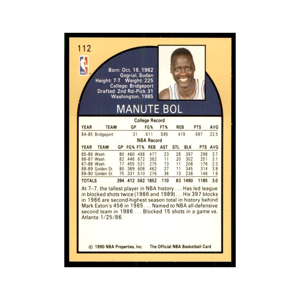 1990 NBA Hoops Manute Bol Basketball Cards #112