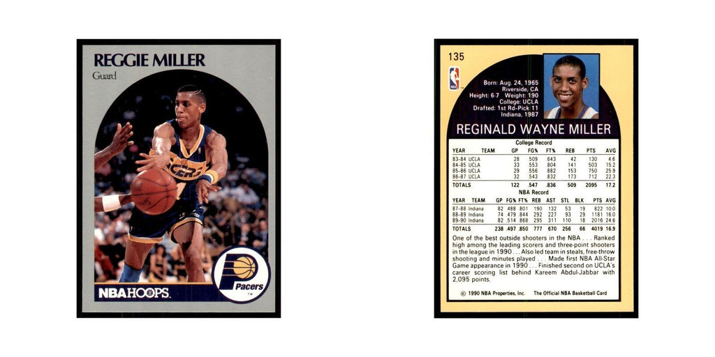 1990 NBA Hoops Reggie Miller Basketball Cards #135