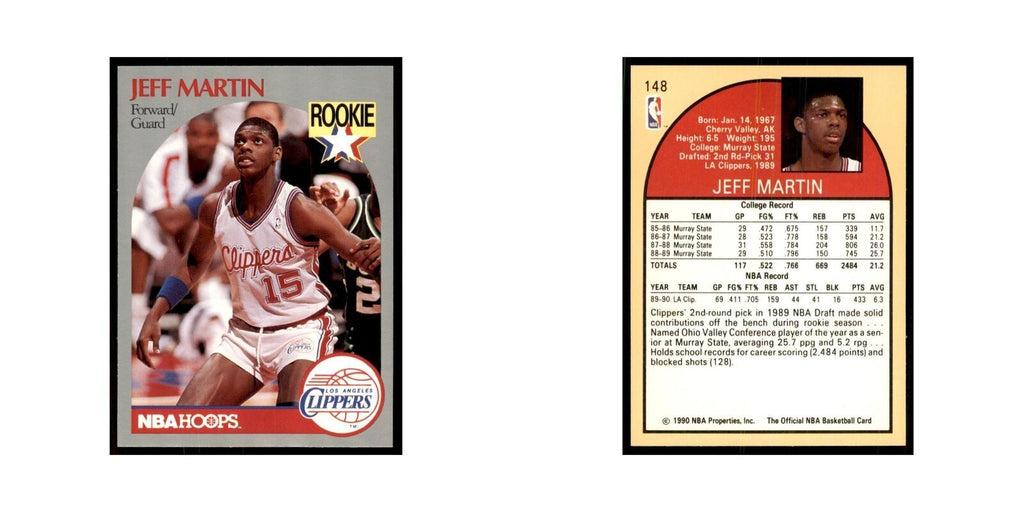 1990 NBA Hoops Jeff Martin Basketball Cards #148