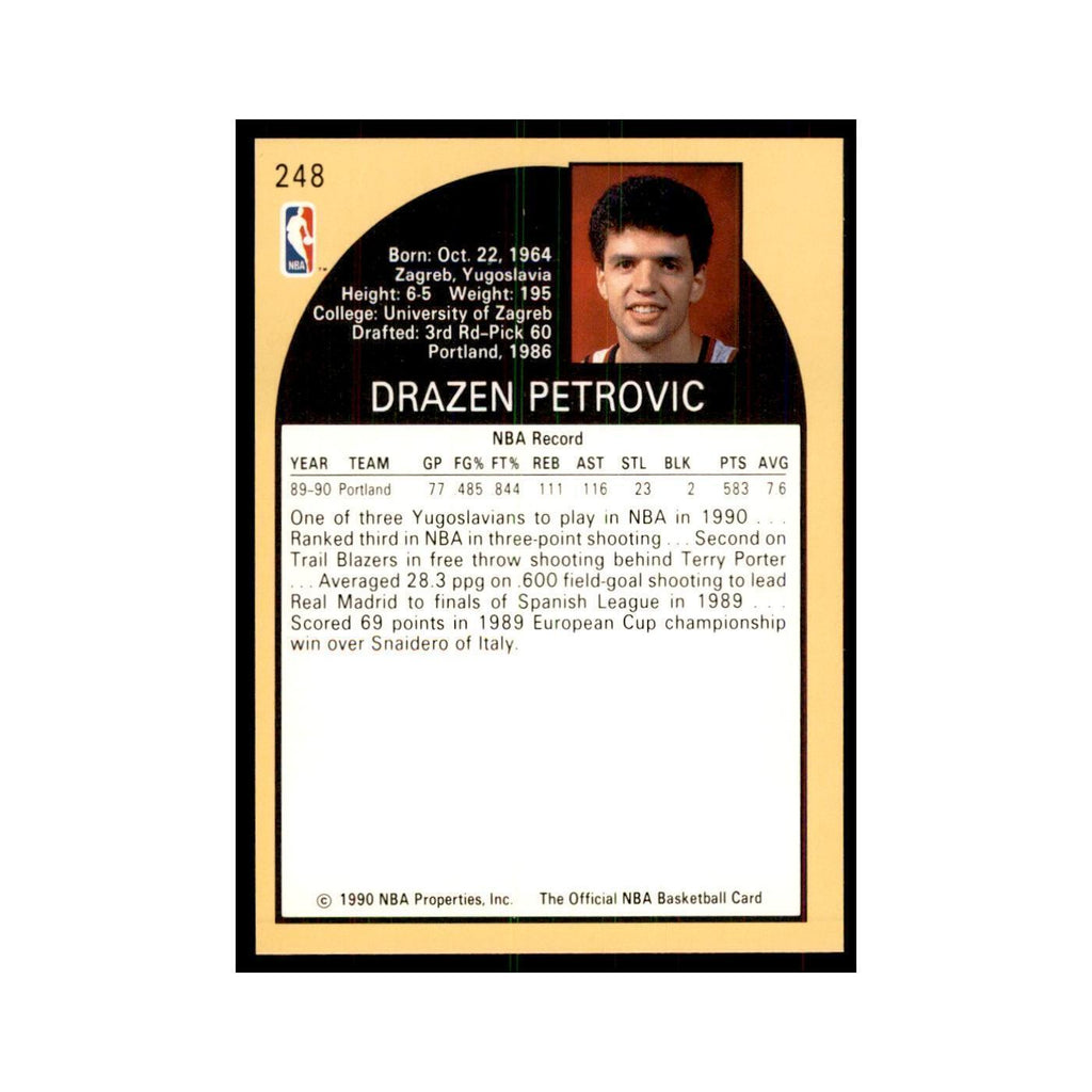 1990 NBA Hoops Drazen Petrovic RC Basketball Cards #248
