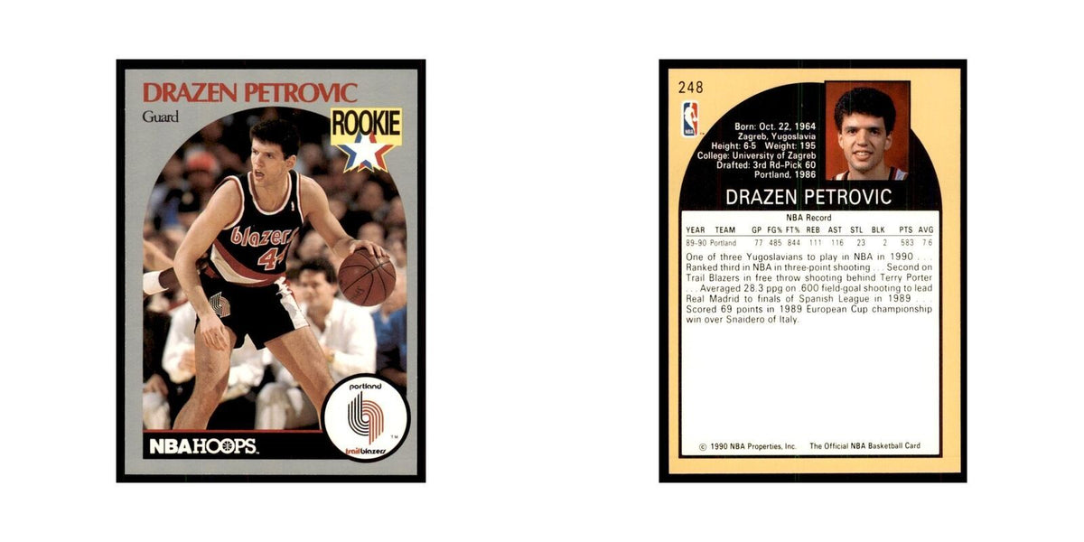 1990 NBA Hoops Drazen Petrovic RC Basketball Cards #248