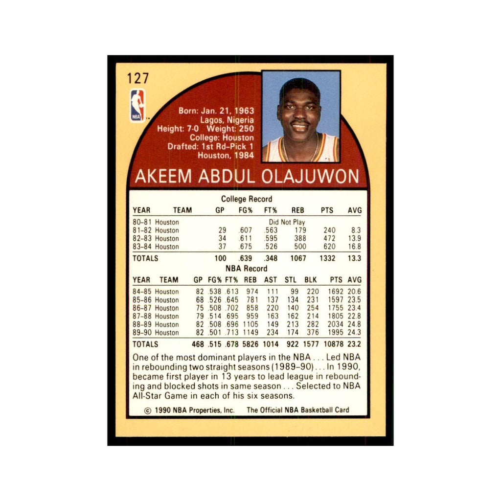 1990 NBA Hoops Akeem Olajuwon Basketball Cards #127
