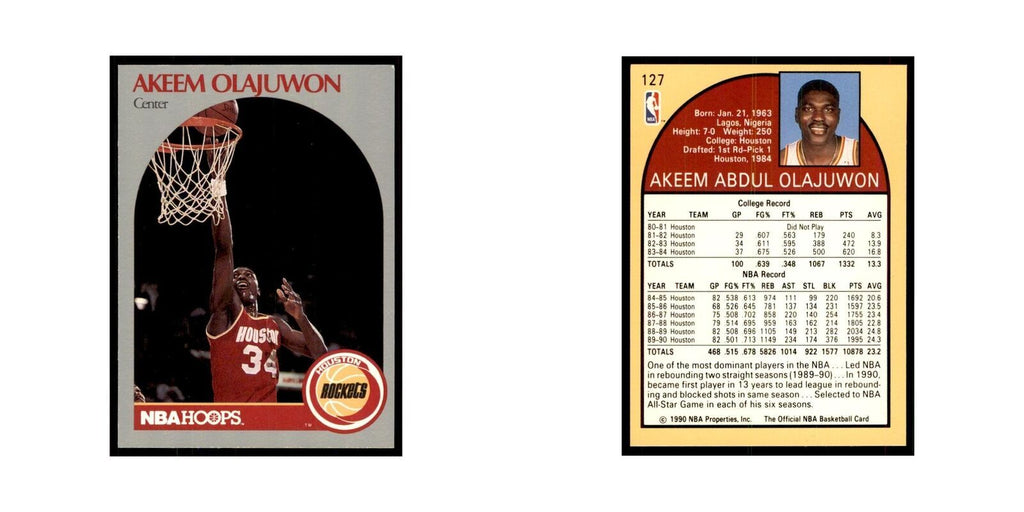 1990 NBA Hoops Akeem Olajuwon Basketball Cards #127