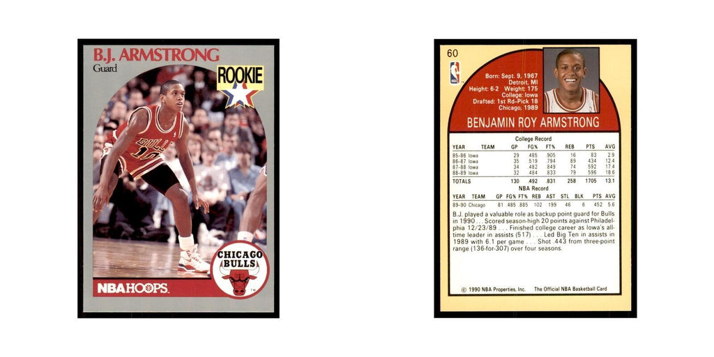 1990 NBA Hoops B.J. Armstrong Basketball Cards #60