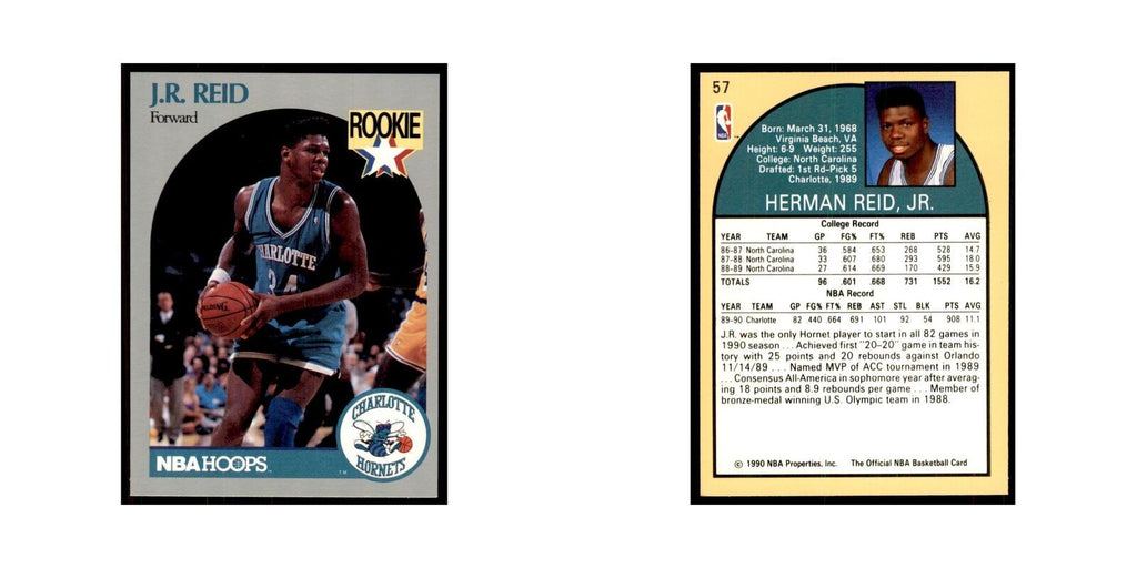 1990 NBA Hoops J.R. Reid Basketball Cards #57