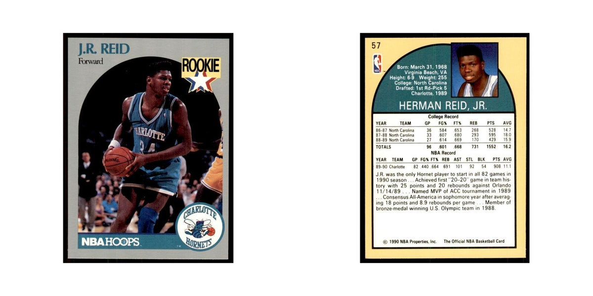 1990 NBA Hoops J.R. Reid Basketball Cards #57
