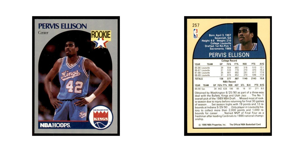 1990 NBA Hoops Pervis Ellison RC Basketball Cards #257