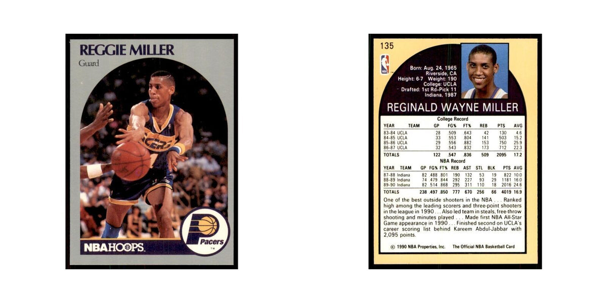 1990 NBA Hoops Reggie Miller Basketball Cards #135