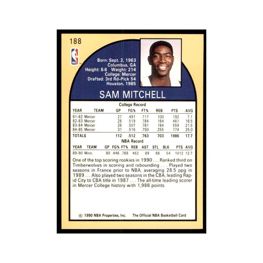 1990 NBA Hoops Sam Mitchell RC Basketball Cards #188