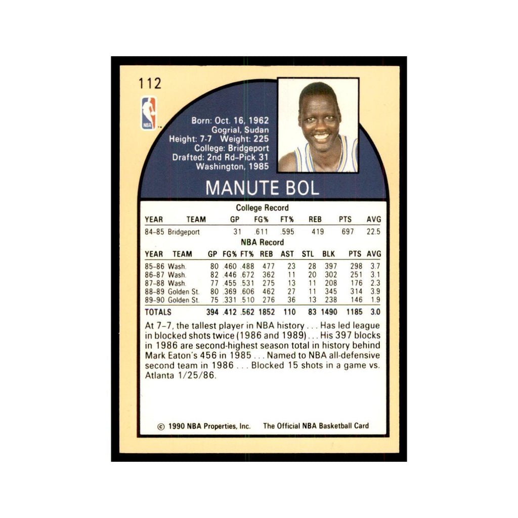 1990 NBA Hoops Manute Bol Basketball Cards #112