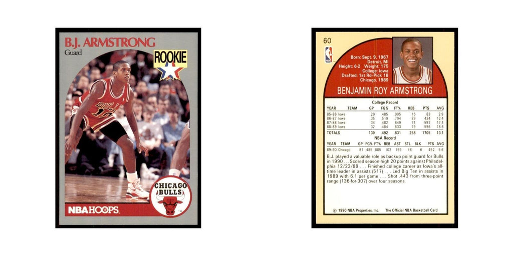1990 NBA Hoops B.J. Armstrong Basketball Cards #60