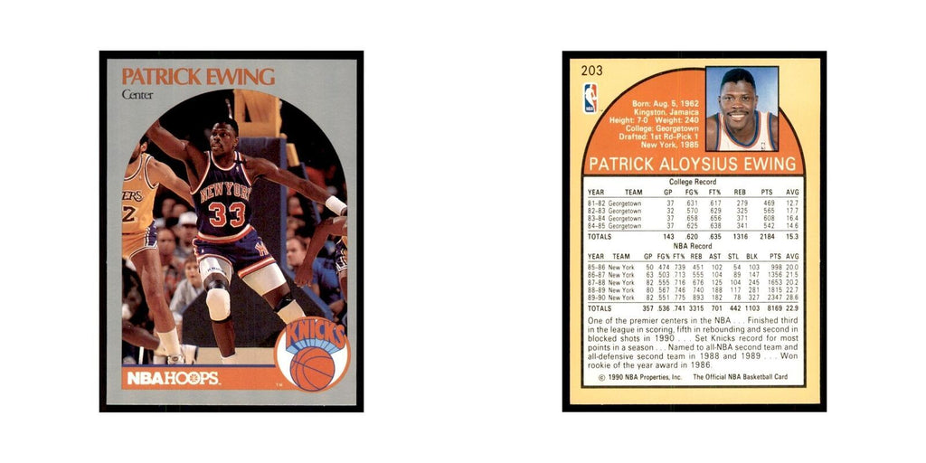 1990 NBA Hoops Patrick Ewing Basketball Cards #203