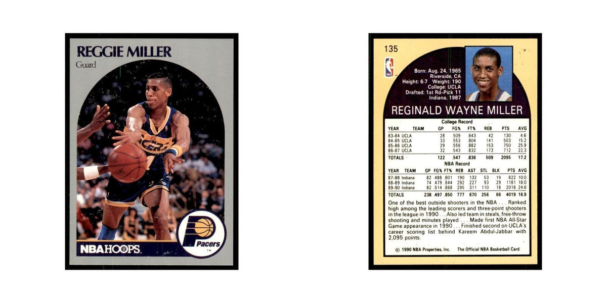 1990 NBA Hoops Reggie Miller Basketball Cards #135
