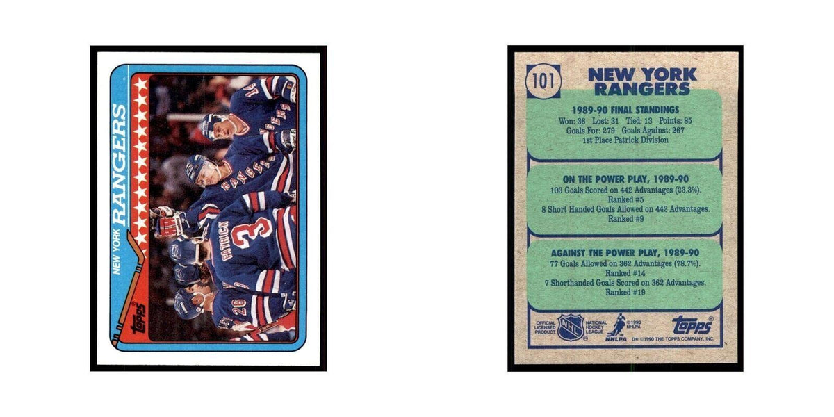 1990 Topps New York Rangers Hockey Cards #101