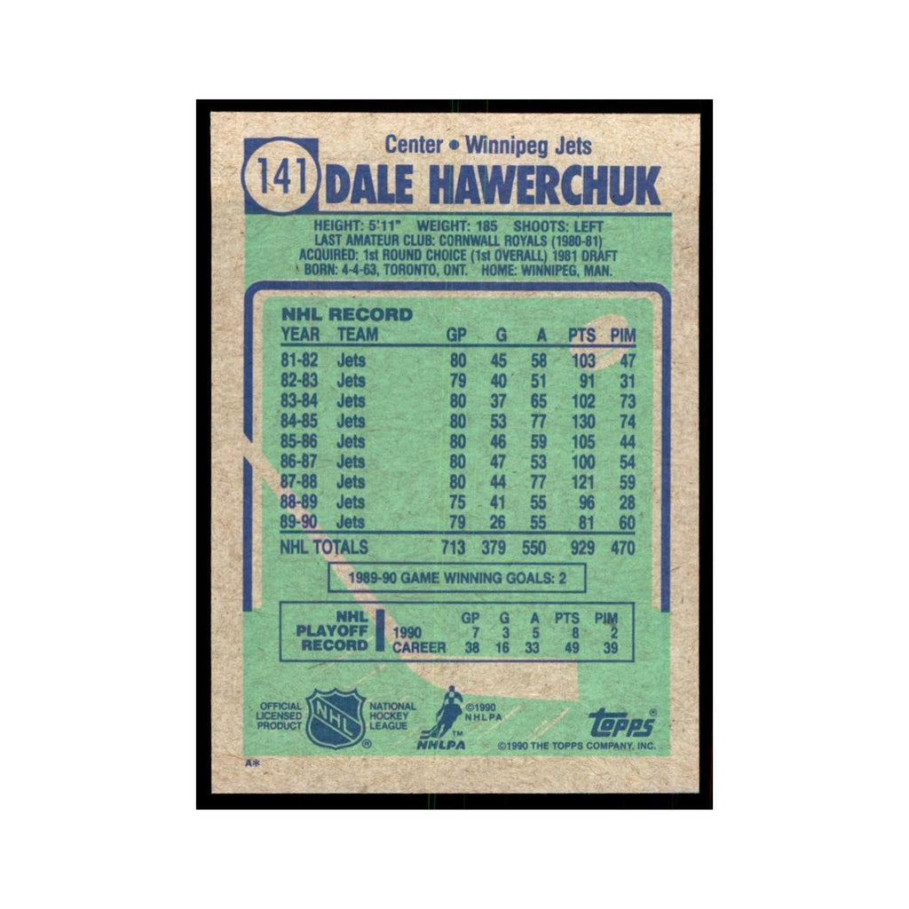 1990 Topps Dale Hawerchuk Hockey Cards #141
