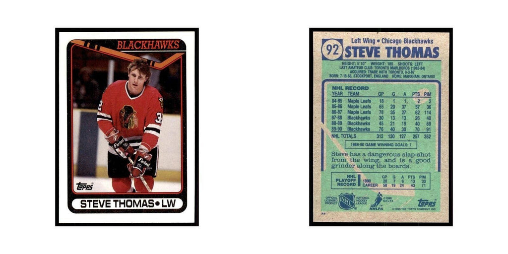 1990 Topps Steve Thomas Hockey Cards #92