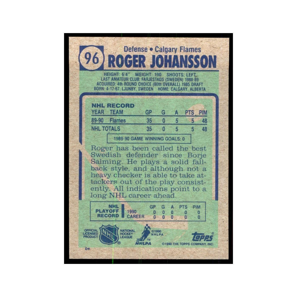 1990 Topps Roger Johansson Hockey Cards #96