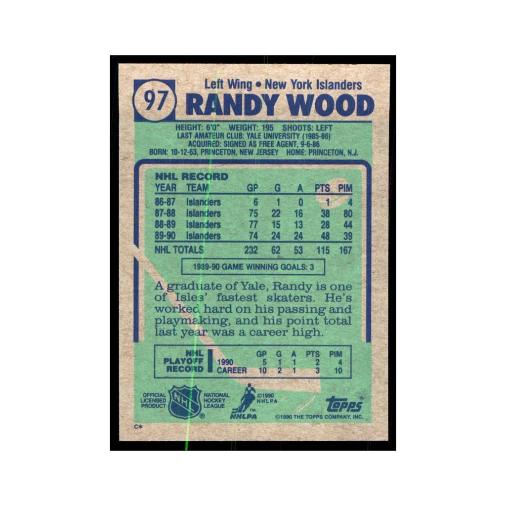 1990 Topps Randy Wood Hockey Cards #97