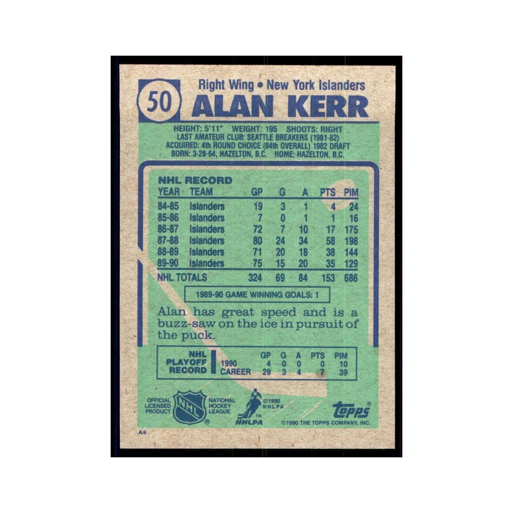1990 Topps Alan Kerr Hockey Cards #50