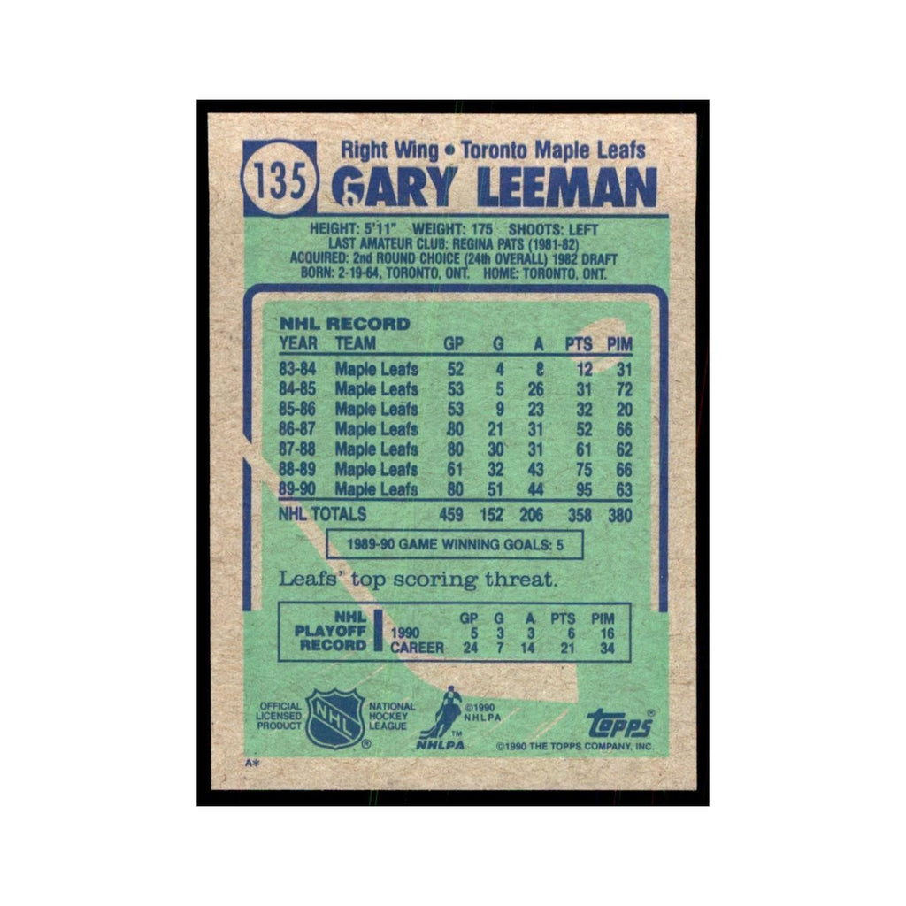 1990 Topps Gary Leeman Hockey Cards #135