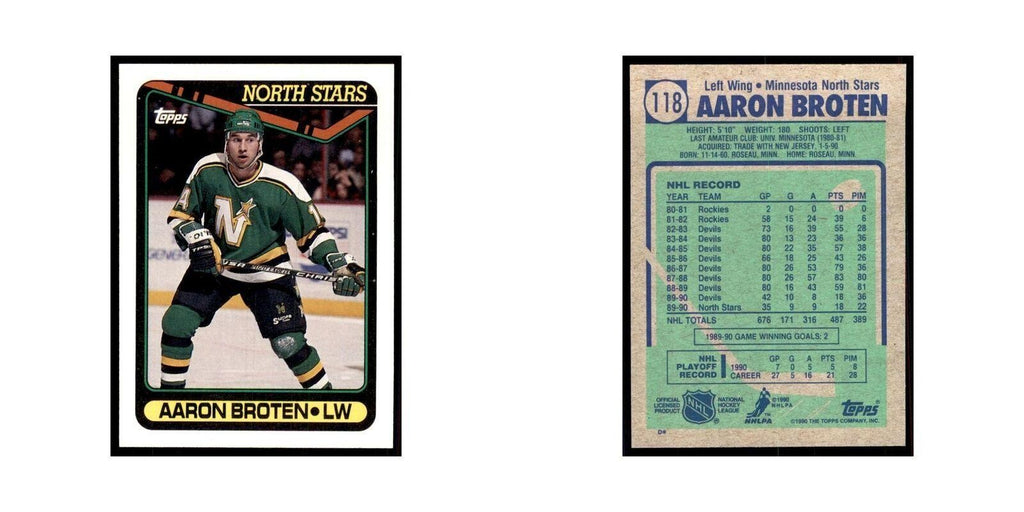 1990 Topps Aaron Broten Hockey Cards #118